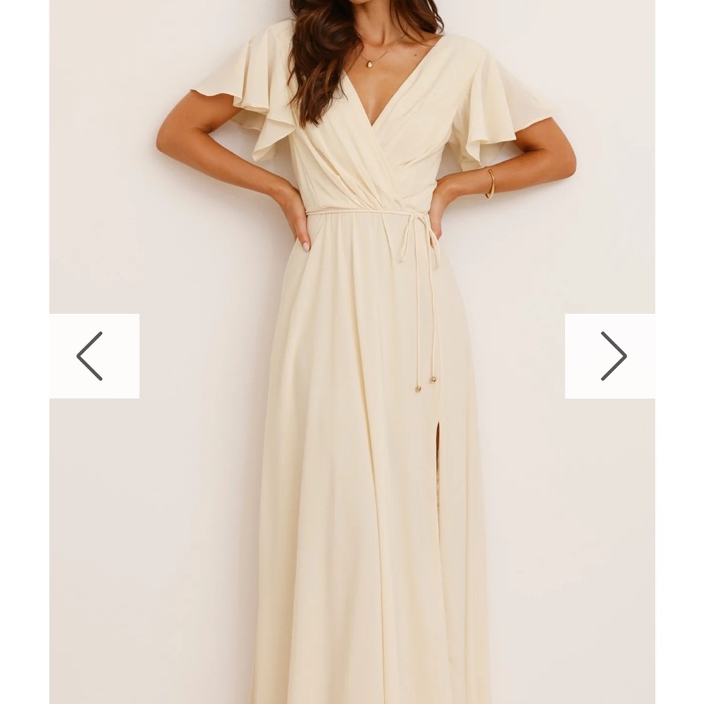 Elegant Soft Yellow Wrap Dress